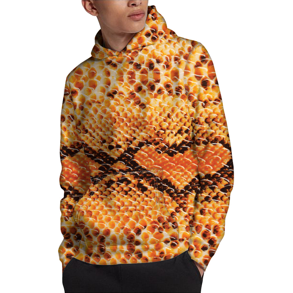 Orange Snakeskin Print Pullover Hoodie