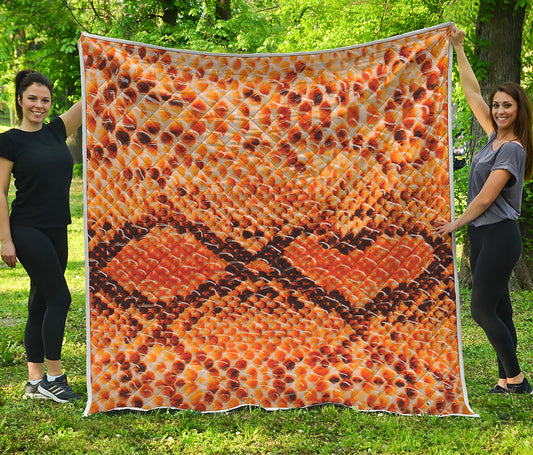 Orange Snakeskin Print Quilt