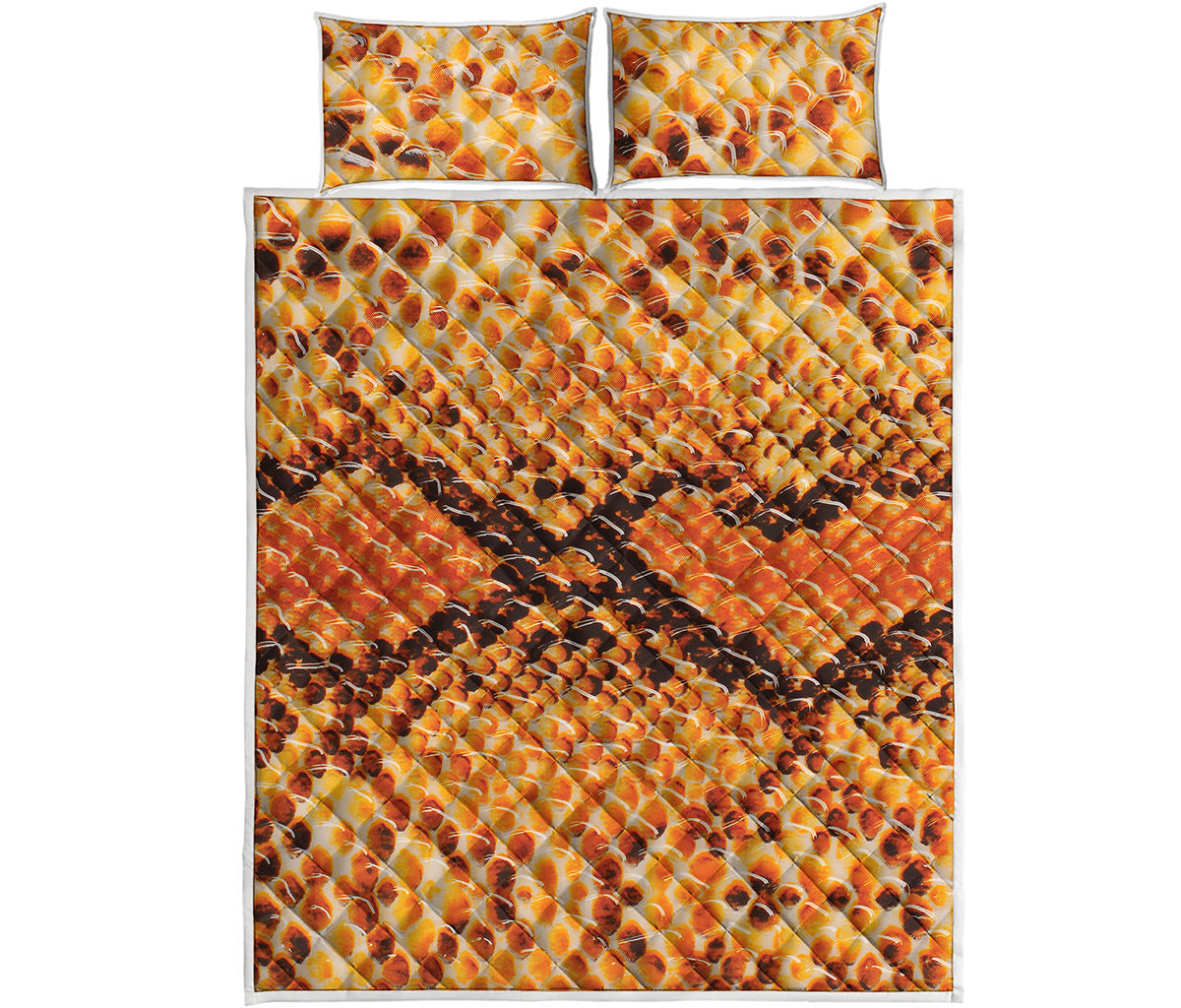 Orange Snakeskin Print Quilt Bed Set