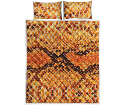 Orange Snakeskin Print Quilt Bed Set