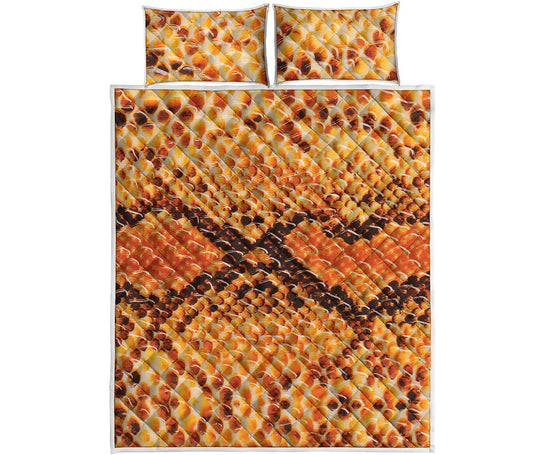 Orange Snakeskin Print Quilt Bed Set