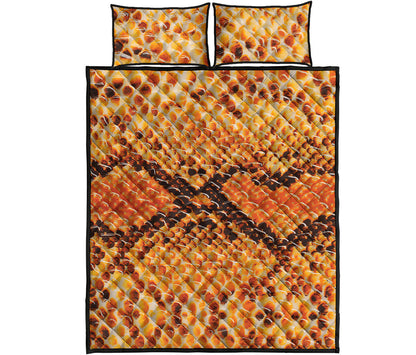 Orange Snakeskin Print Quilt Bed Set