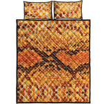 Orange Snakeskin Print Quilt Bed Set