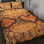 Orange Snakeskin Print Quilt Bed Set