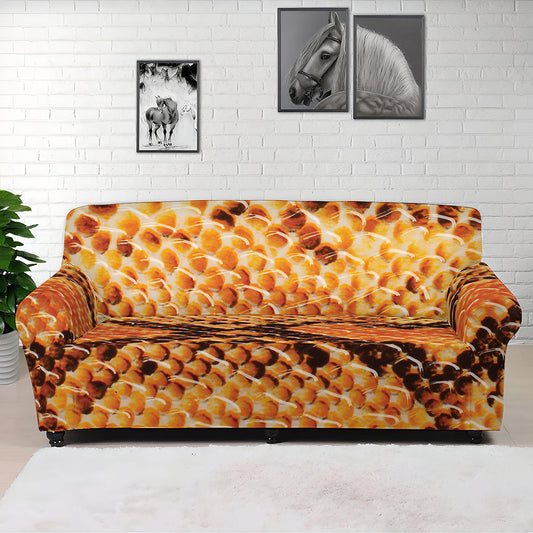 Orange Snakeskin Print Sofa Cover
