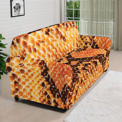 Orange Snakeskin Print Sofa Cover