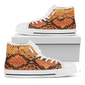 Orange Snakeskin Print White High Top Sneakers