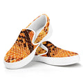 Orange Snakeskin Print White Slip On Sneakers