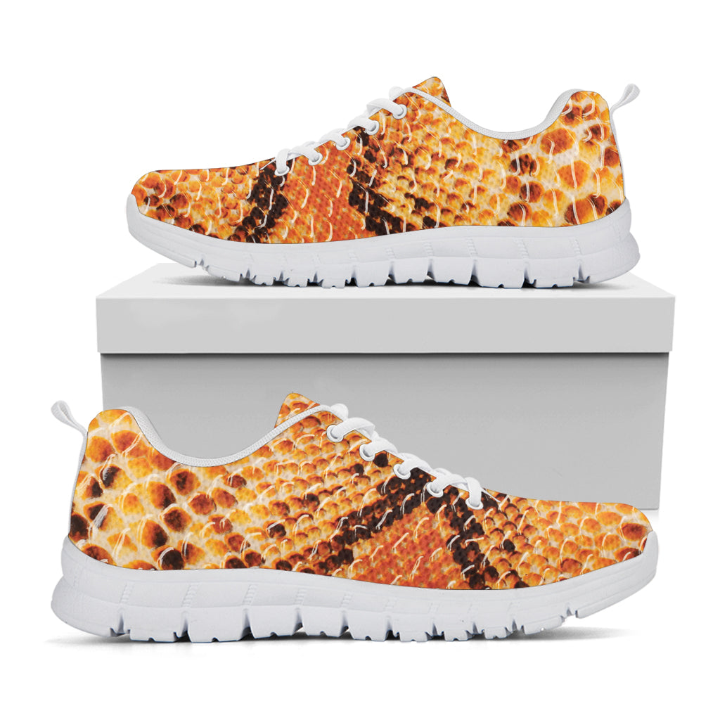 Orange Snakeskin Print White Sneakers