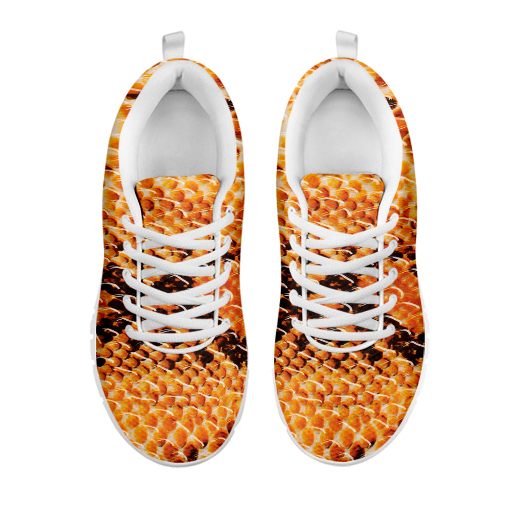 Orange Snakeskin Print White Sneakers