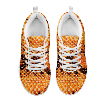 Orange Snakeskin Print White Sneakers