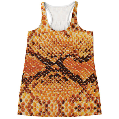Orange Snakeskin Print Women's Racerback Tank Top