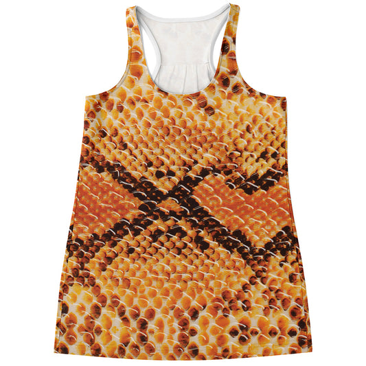 Orange Snakeskin Print Women's Racerback Tank Top