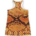 Orange Snakeskin Print Women's Racerback Tank Top