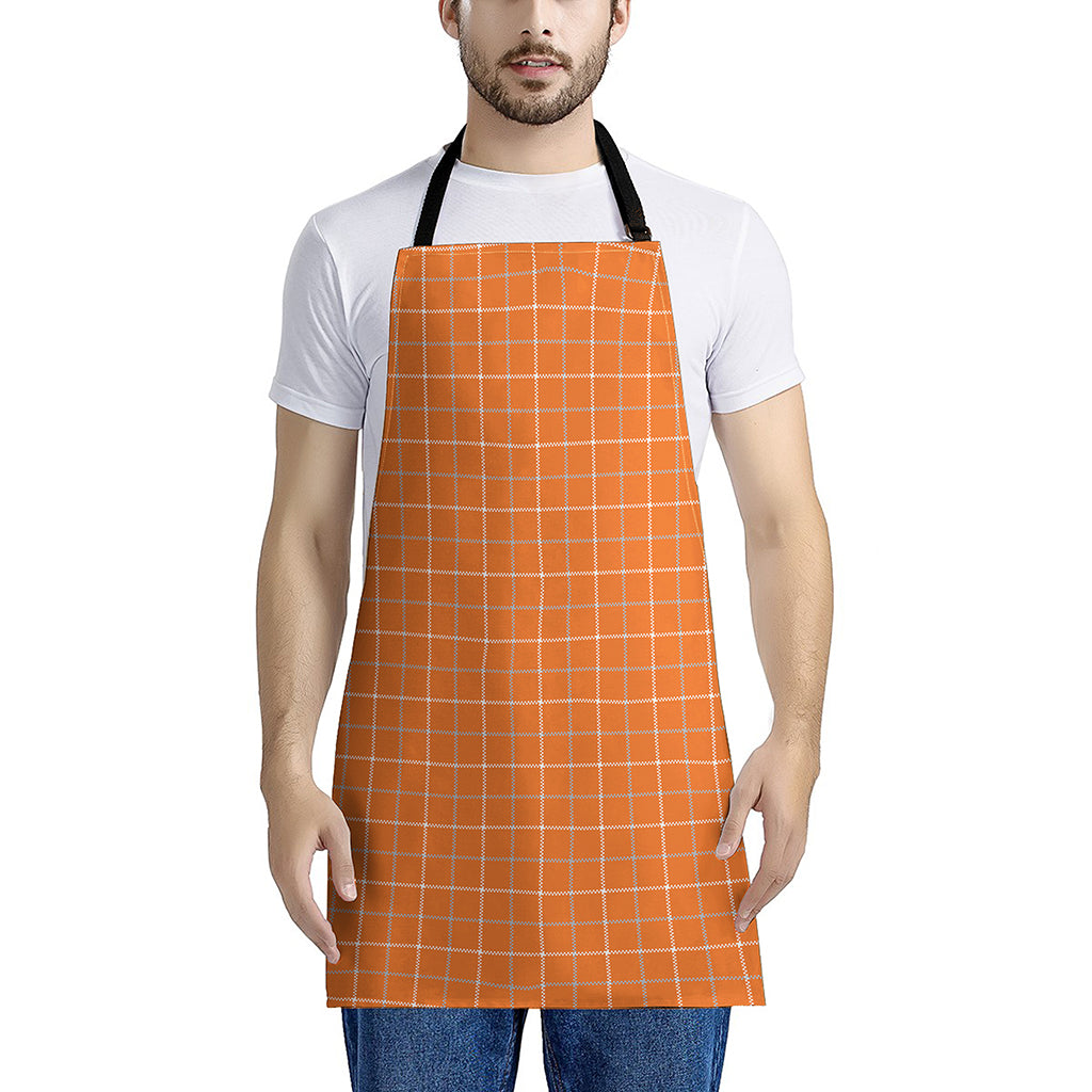 Orange Tattersall Pattern Print Apron