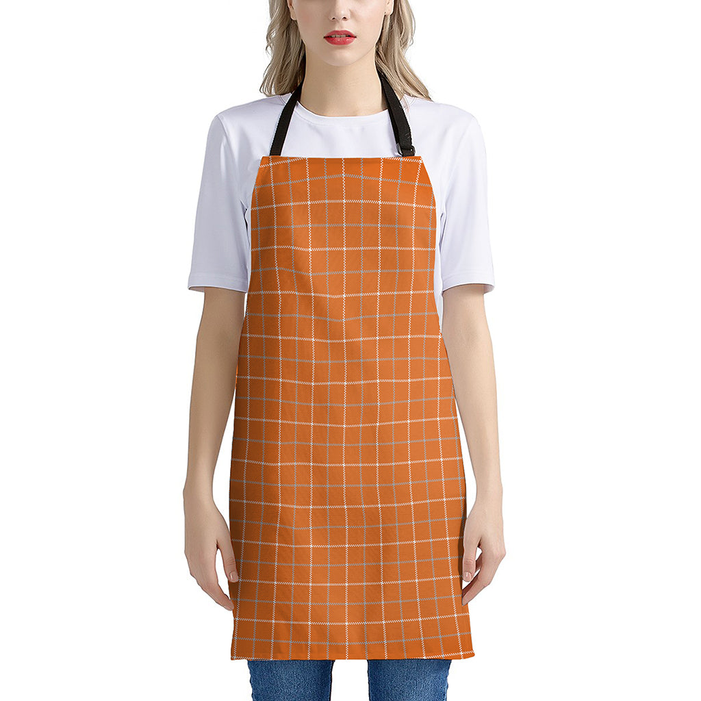Orange Tattersall Pattern Print Apron