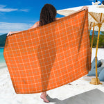 Orange Tattersall Pattern Print Beach Sarong Wrap