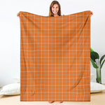 Orange Tattersall Pattern Print Blanket