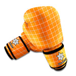 Orange Tattersall Pattern Print Boxing Gloves