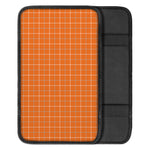 Orange Tattersall Pattern Print Car Center Console Cover