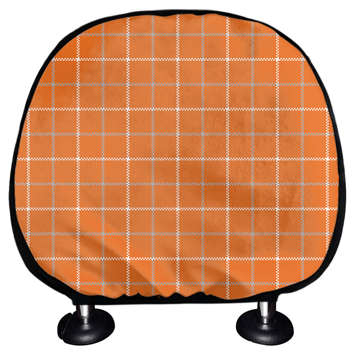 Orange Tattersall Pattern Print Car Headrest Covers