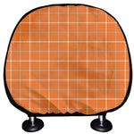 Orange Tattersall Pattern Print Car Headrest Covers