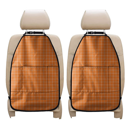 Orange Tattersall Pattern Print Car Seat Organizers