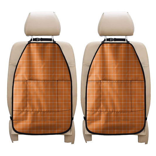 Orange Tattersall Pattern Print Car Seat Organizers
