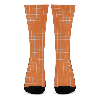 Orange Tattersall Pattern Print Crew Socks