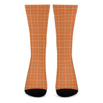 Orange Tattersall Pattern Print Crew Socks