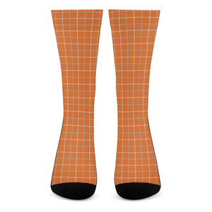 Orange Tattersall Pattern Print Crew Socks