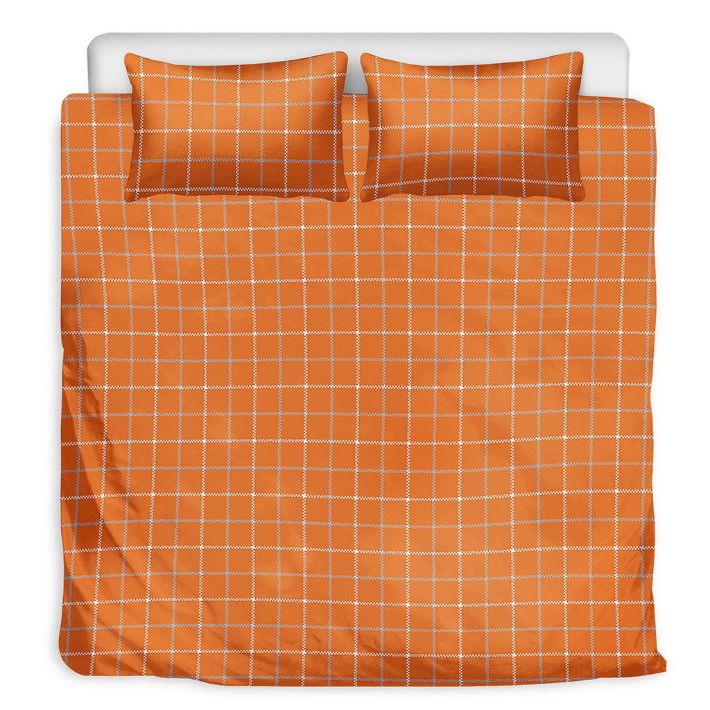 Orange Tattersall Pattern Print Duvet Cover Bedding Set
