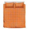 Orange Tattersall Pattern Print Duvet Cover Bedding Set