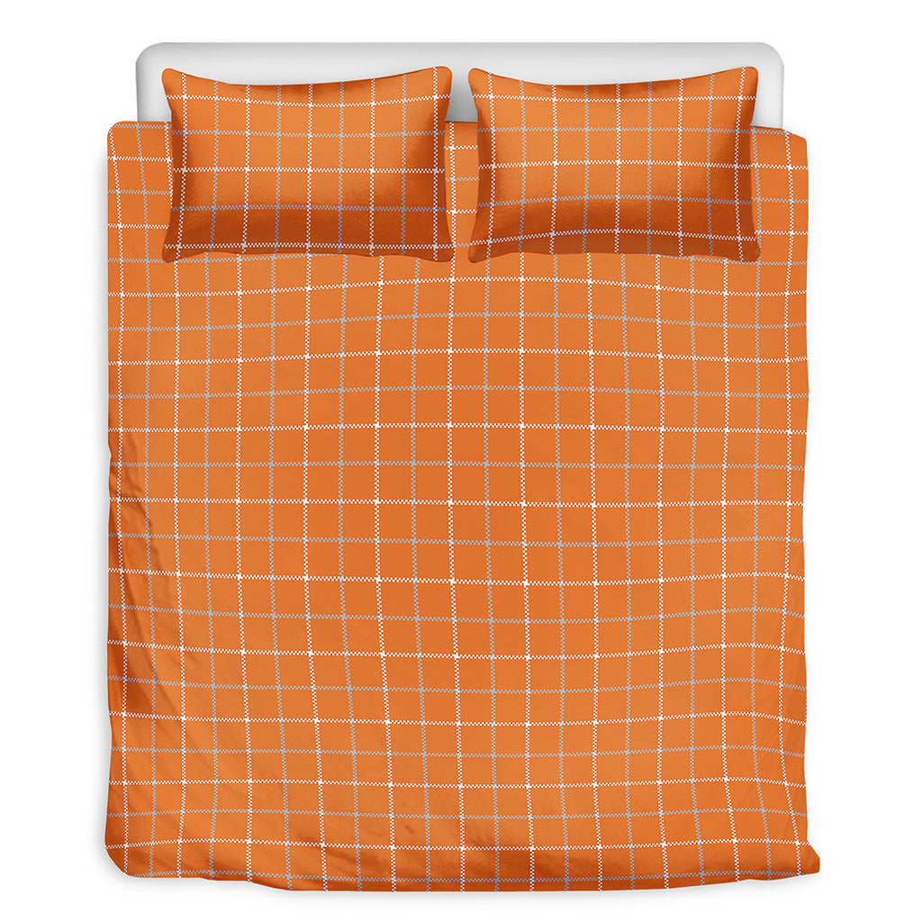 Orange Tattersall Pattern Print Duvet Cover Bedding Set