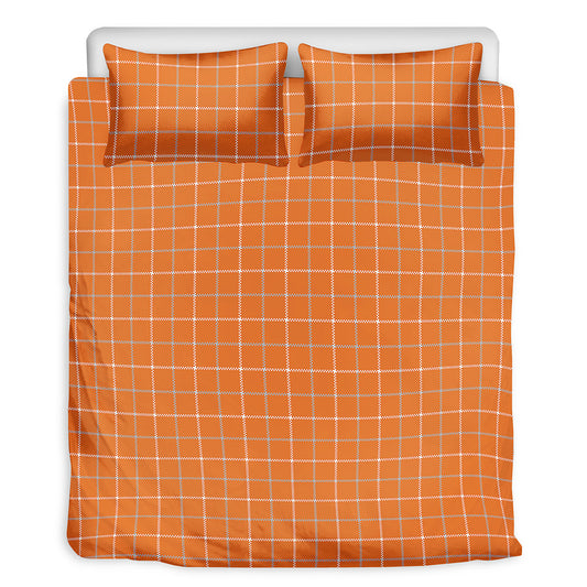 Orange Tattersall Pattern Print Duvet Cover Bedding Set