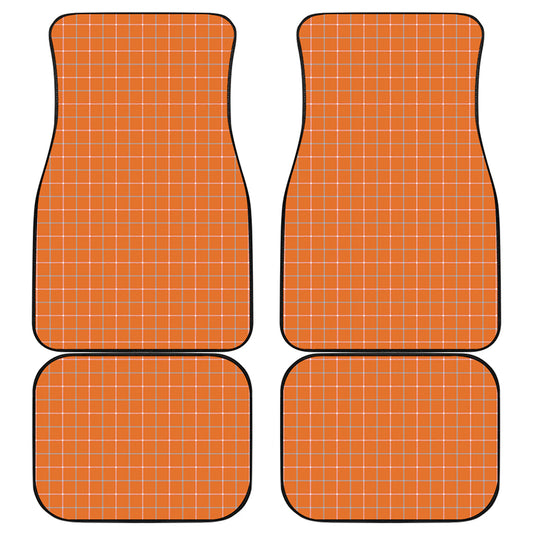 Orange Tattersall Pattern Print Front and Back Car Floor Mats