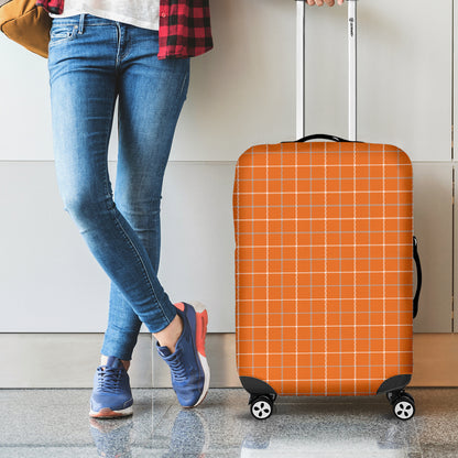 Orange Tattersall Pattern Print Luggage Cover