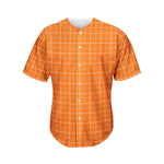 Orange Tattersall Pattern Print Men's Baseball Jersey