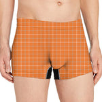 Orange Tattersall Pattern Print Men's Boxer Briefs