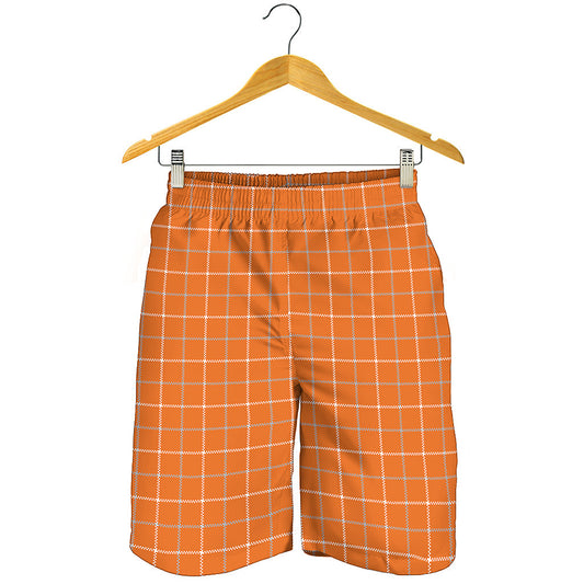 Orange Tattersall Pattern Print Men's Shorts