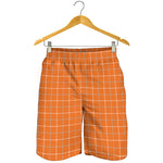 Orange Tattersall Pattern Print Men's Shorts
