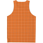 Orange Tattersall Pattern Print Men's Tank Top
