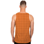 Orange Tattersall Pattern Print Men's Tank Top