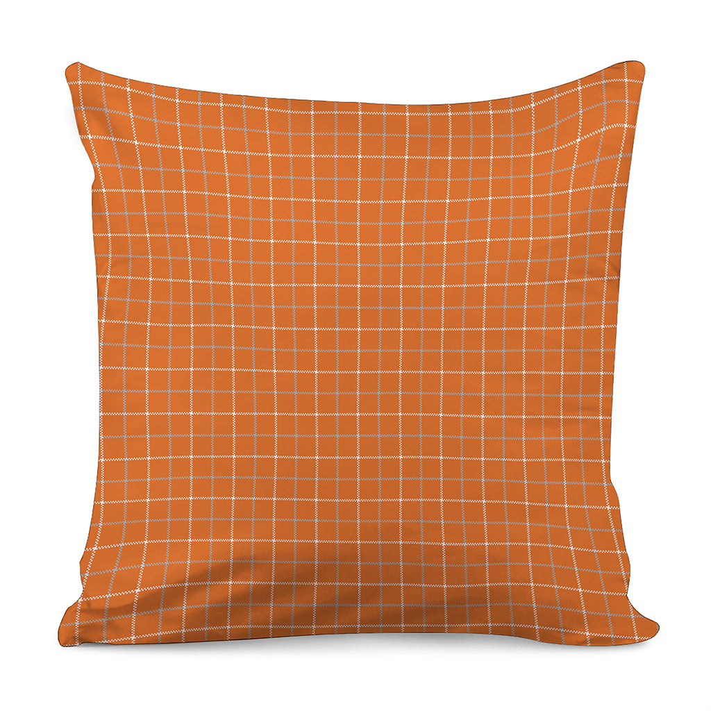 Orange Tattersall Pattern Print Pillow Cover