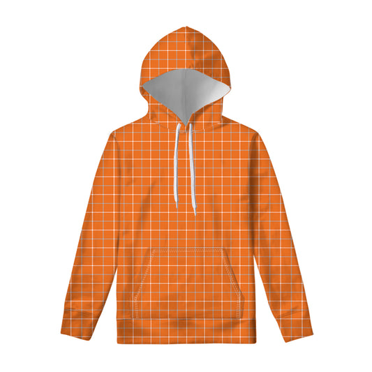 Orange Tattersall Pattern Print Pullover Hoodie