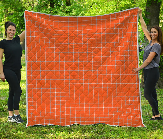 Orange Tattersall Pattern Print Quilt