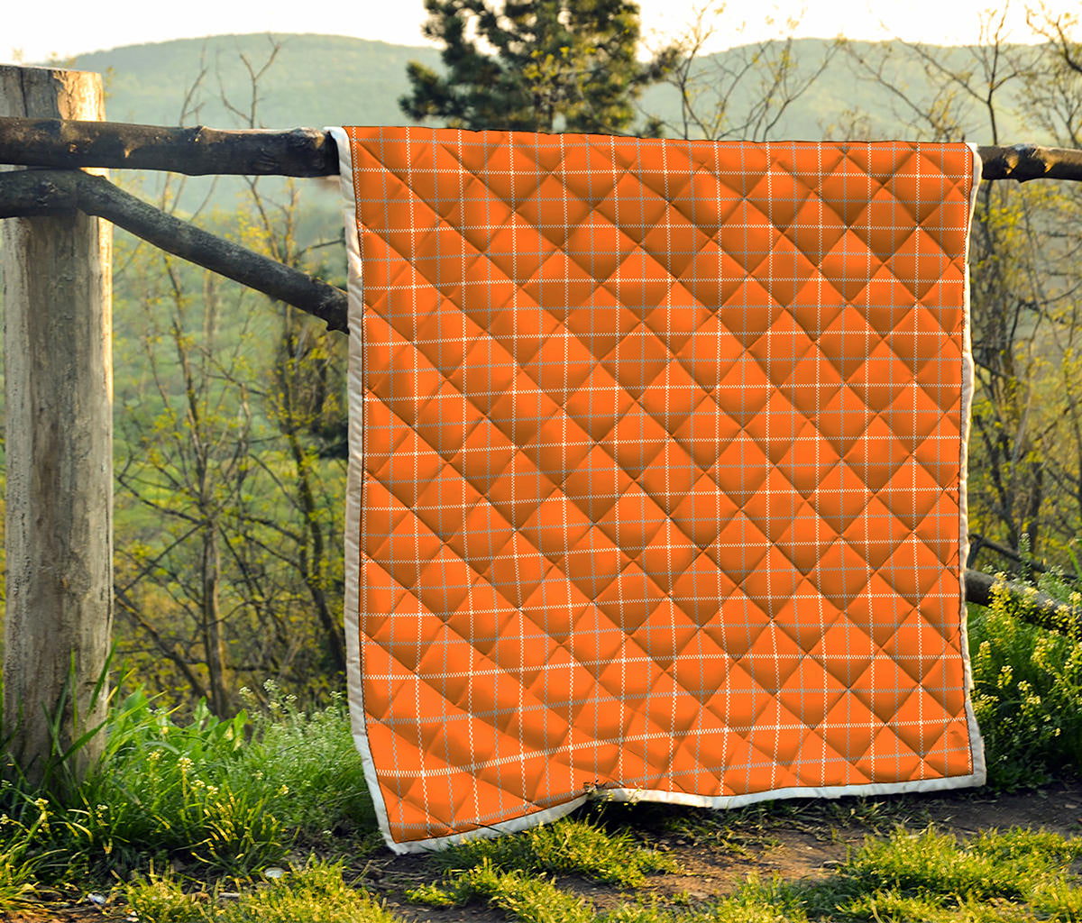 Orange Tattersall Pattern Print Quilt