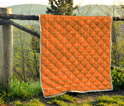 Orange Tattersall Pattern Print Quilt