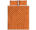 Orange Tattersall Pattern Print Quilt Bed Set