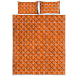 Orange Tattersall Pattern Print Quilt Bed Set